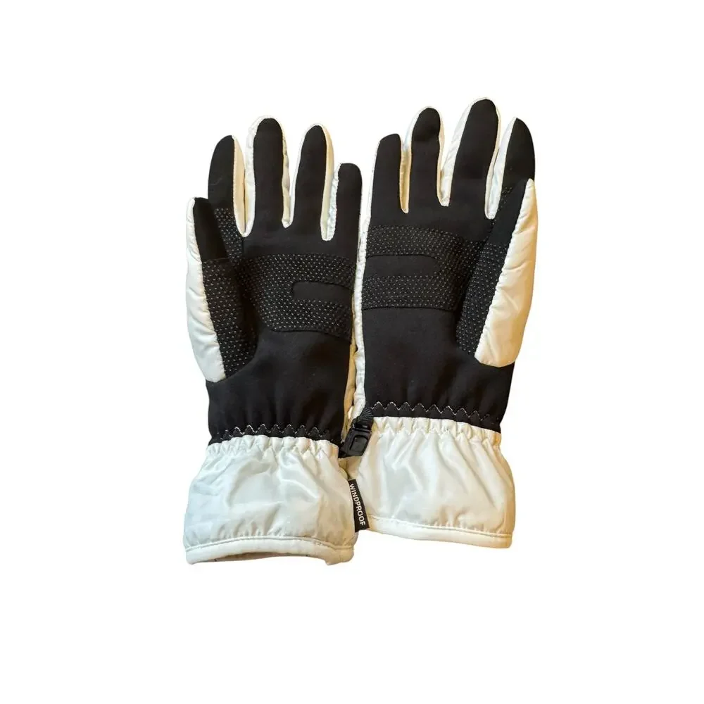 HEAD Women’s Medium White Windproof Insulated Ski Snow Gloves Black Grip